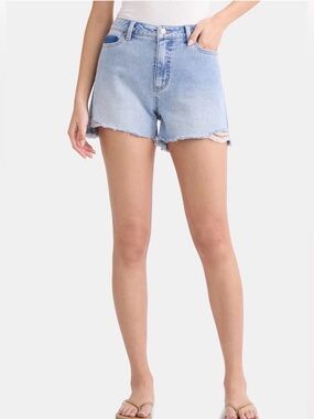 Time and Tru women’s destructed hem high rise denim shorts; size: 20